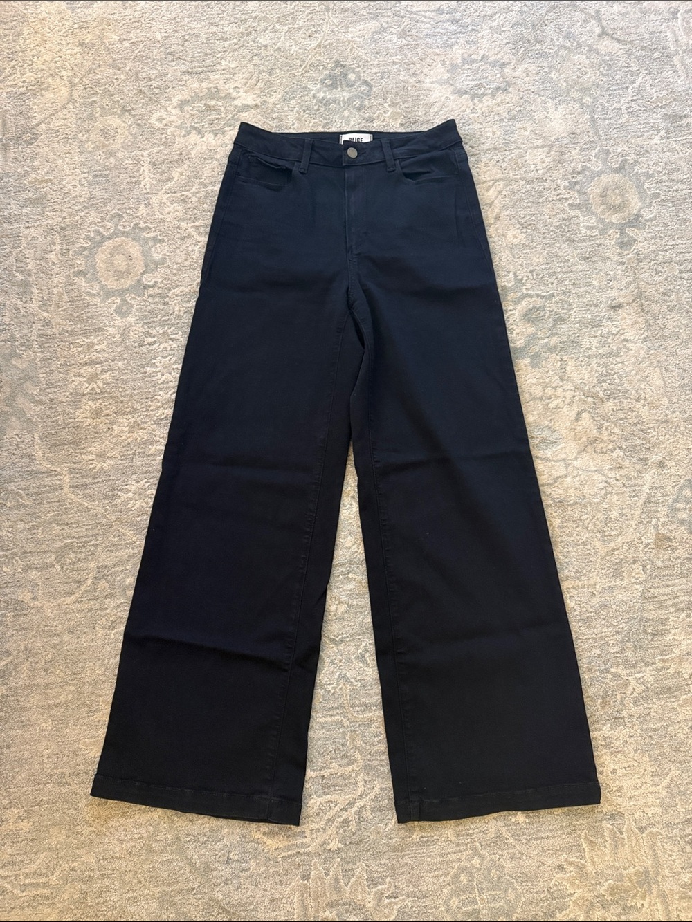 PAIGE Black Wide-Leg High-Rise Jeans